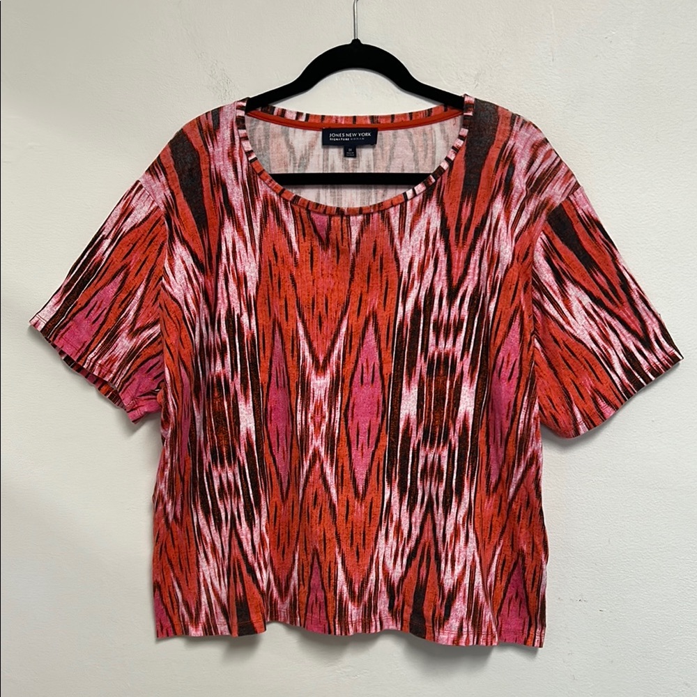 Jones New York Signature Woman Southwestern Aztec Women’s Size 3XL Cotton Top